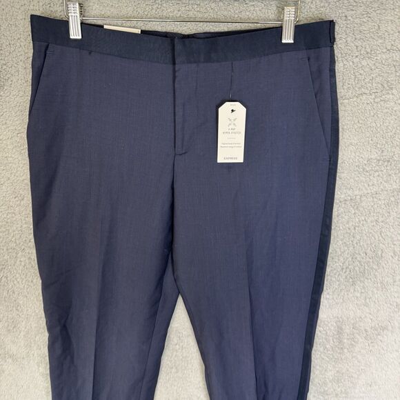 Express Pants Mens 32x34 Blue Slim Performance Stretch Wool Blend Tuxedo - Picture 2 of 12
